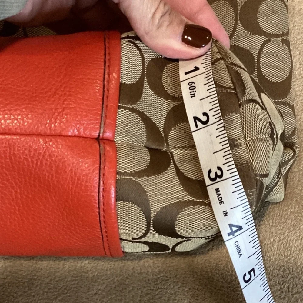 Coach Park Signature Hobo Shoulder Bag with Orange-Red Leather Trim - Picture 12 of 12